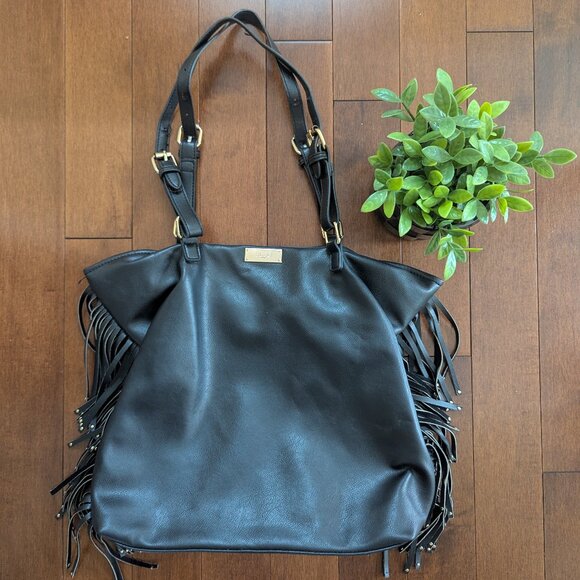 BCBG Y2K FRINGE LEATHER TOTE BAG - Picture 1 of 3